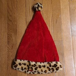 Cheeta-Print Santa Hat